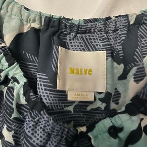 Anthropologie teal/black floral top